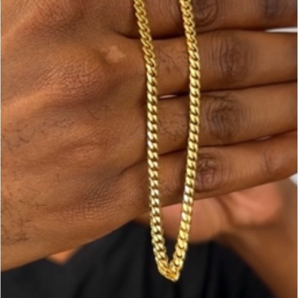 New Gold Cuban Link Chain Necklace Diamond Cut Curb Chain Link 925 Necklace - Picture 14 of 16